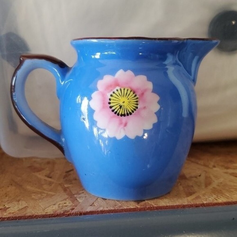 Made in japan creamer. Blue with big flower